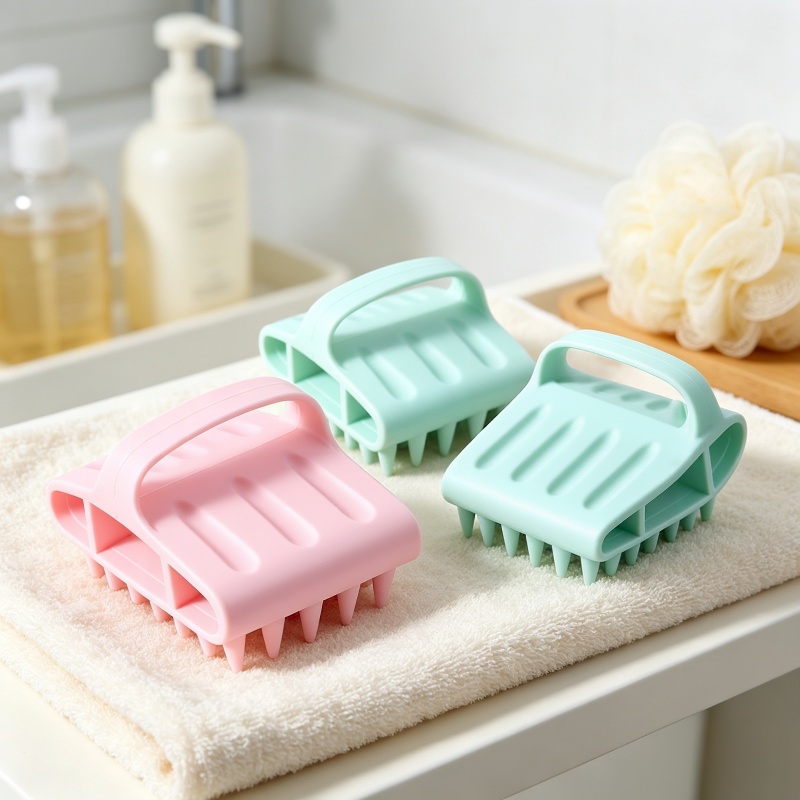 Hair Care Products - فرشاة شامبو سيليكون لتدليك فروة الرأس،